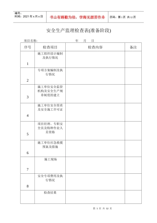 安全生产监理检查表