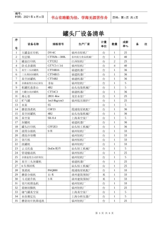 罐头厂设备清单