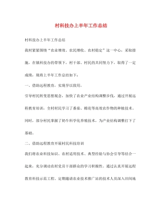村科技办上半年工作总结