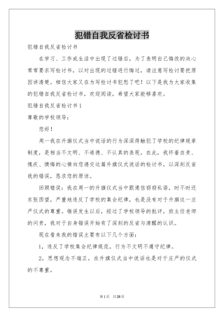 犯错自我反省检讨书