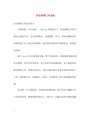 店长助理工作总结
