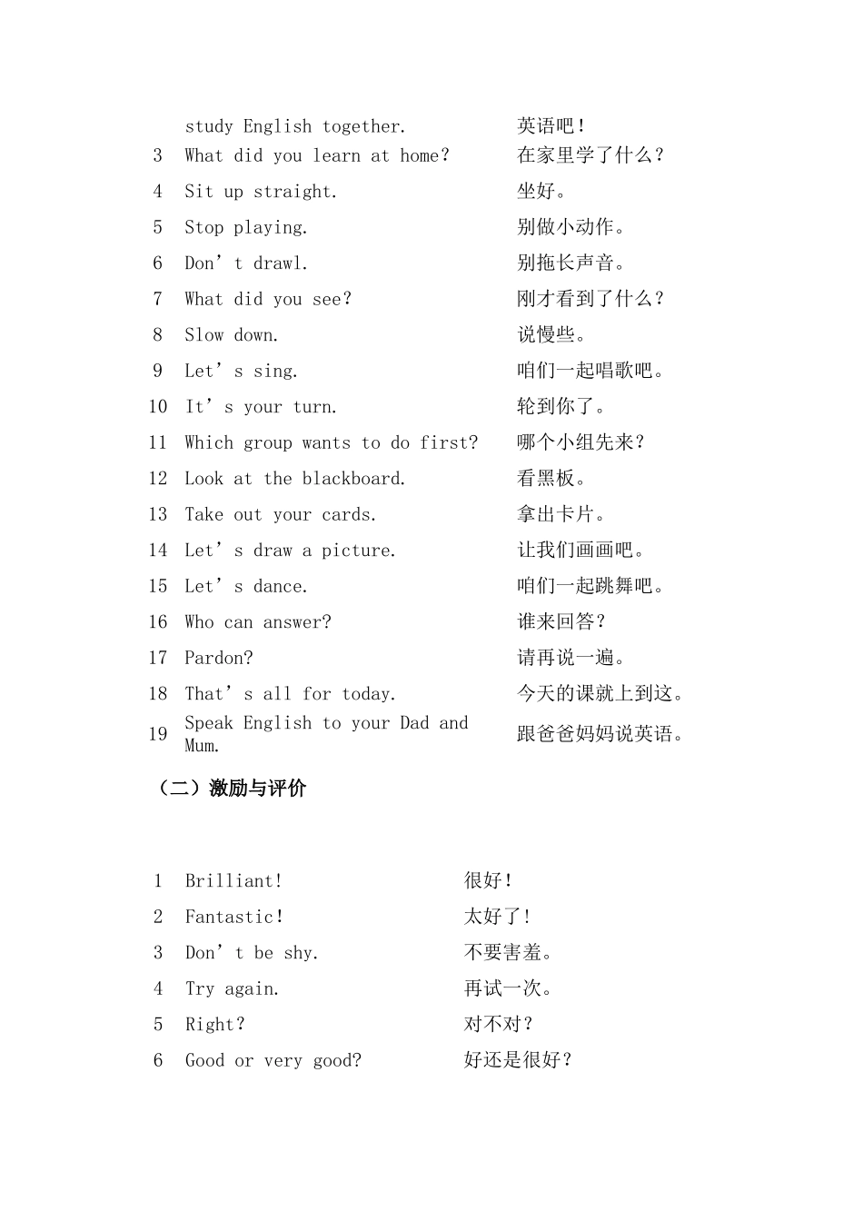 常用英语课堂组织用语100句_第3页
