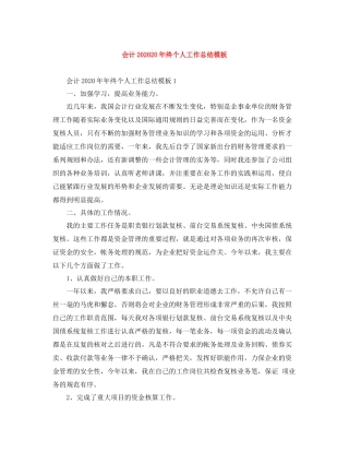 会计终个人工作总结模板