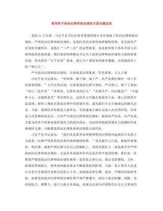 领导班子政治纪律和政治规矩方面问题总结