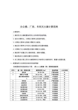 办公楼、厂房与车间灭火器计算范例