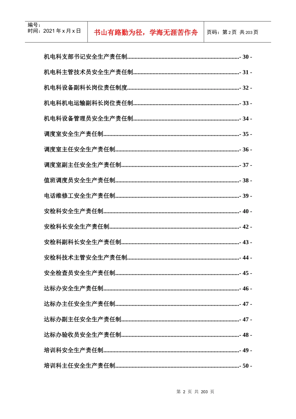 煤矿安全生产责任制(XXXX最新修订版)_第2页