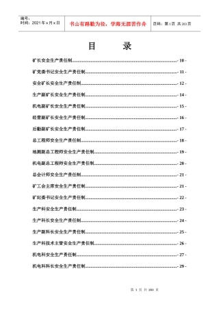 煤矿安全生产责任制(XXXX最新修订版)