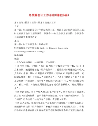 总预算会计工作总结(精选多篇) 
