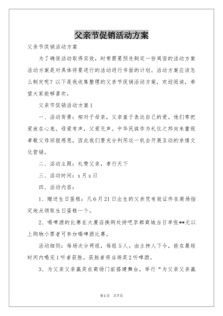 父亲节促销活动方案