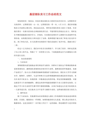 基层部队实习工作总结范文