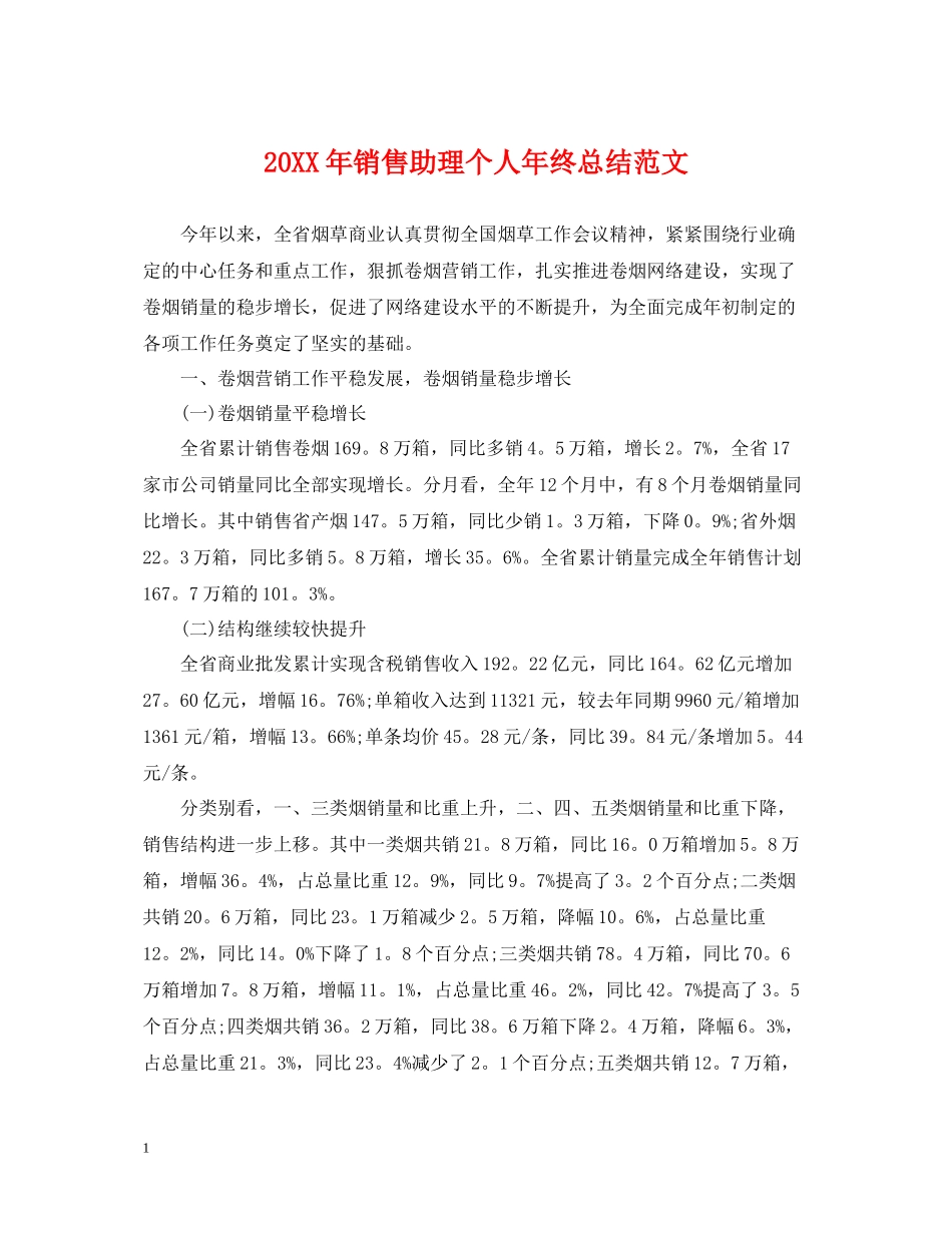 销售助理个人年终总结范文2_第1页