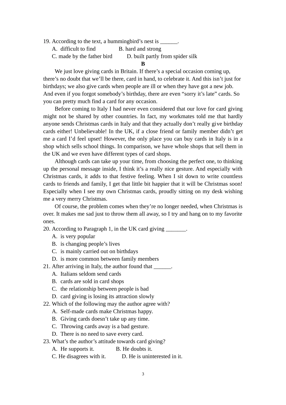 2015-2016(上)高二英语阶段性考试Units10&11_第3页