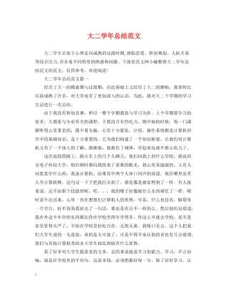 大二学年总结范文