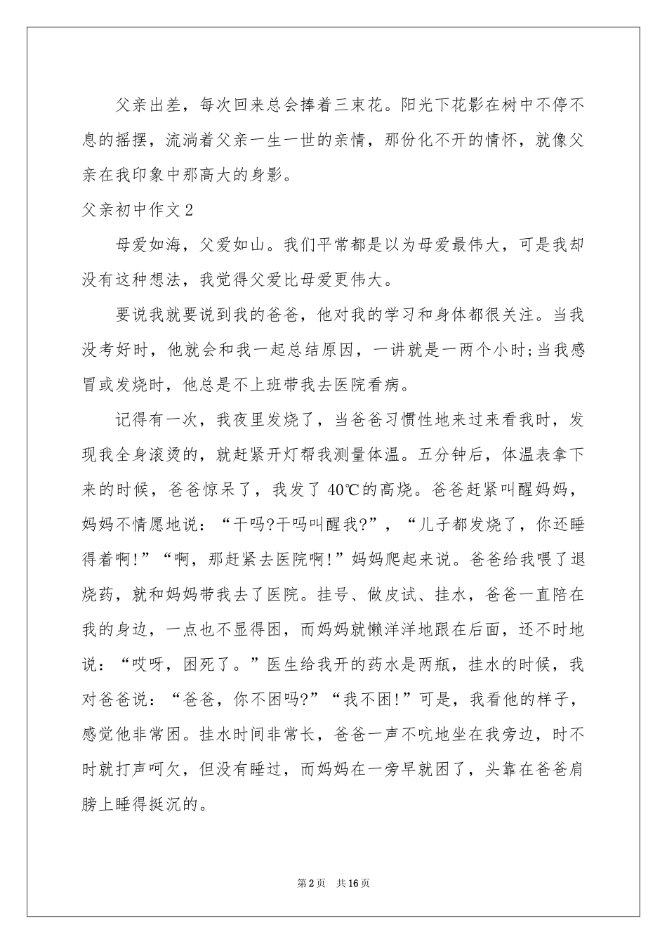 父亲初中作文15篇_第2页