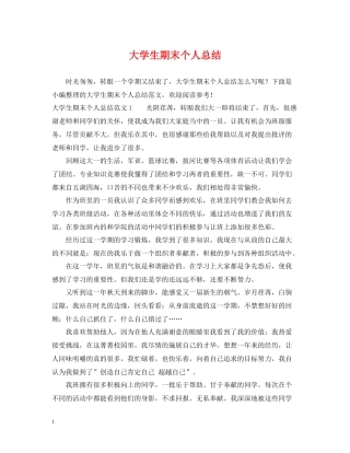 大学生期末个人总结