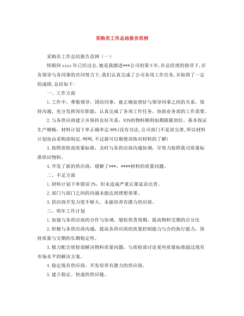 采购员工作总结报告范例_第1页