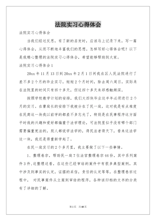 法院实习体会心得