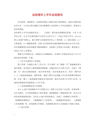 总经理年上半年总结报告 