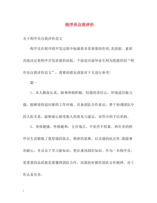 程序员自我评价