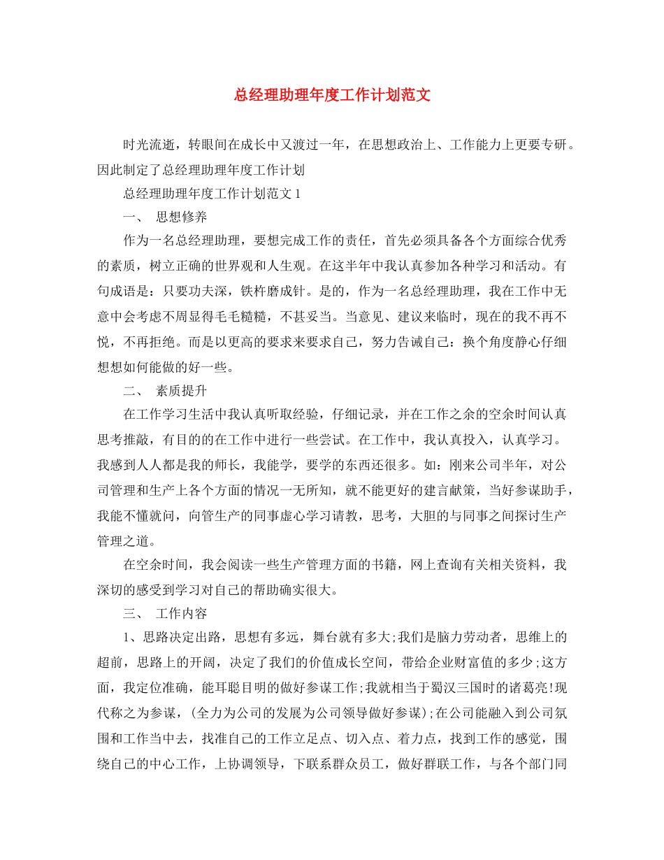 总经理助理年度工作计划范文 _第1页