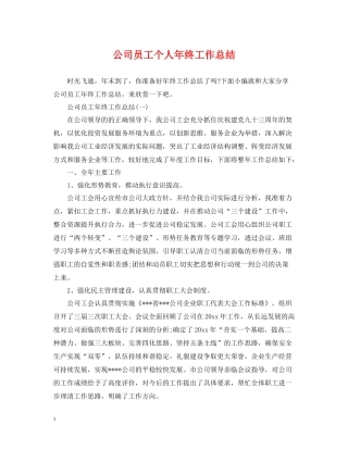 公司员工个人年终工作总结