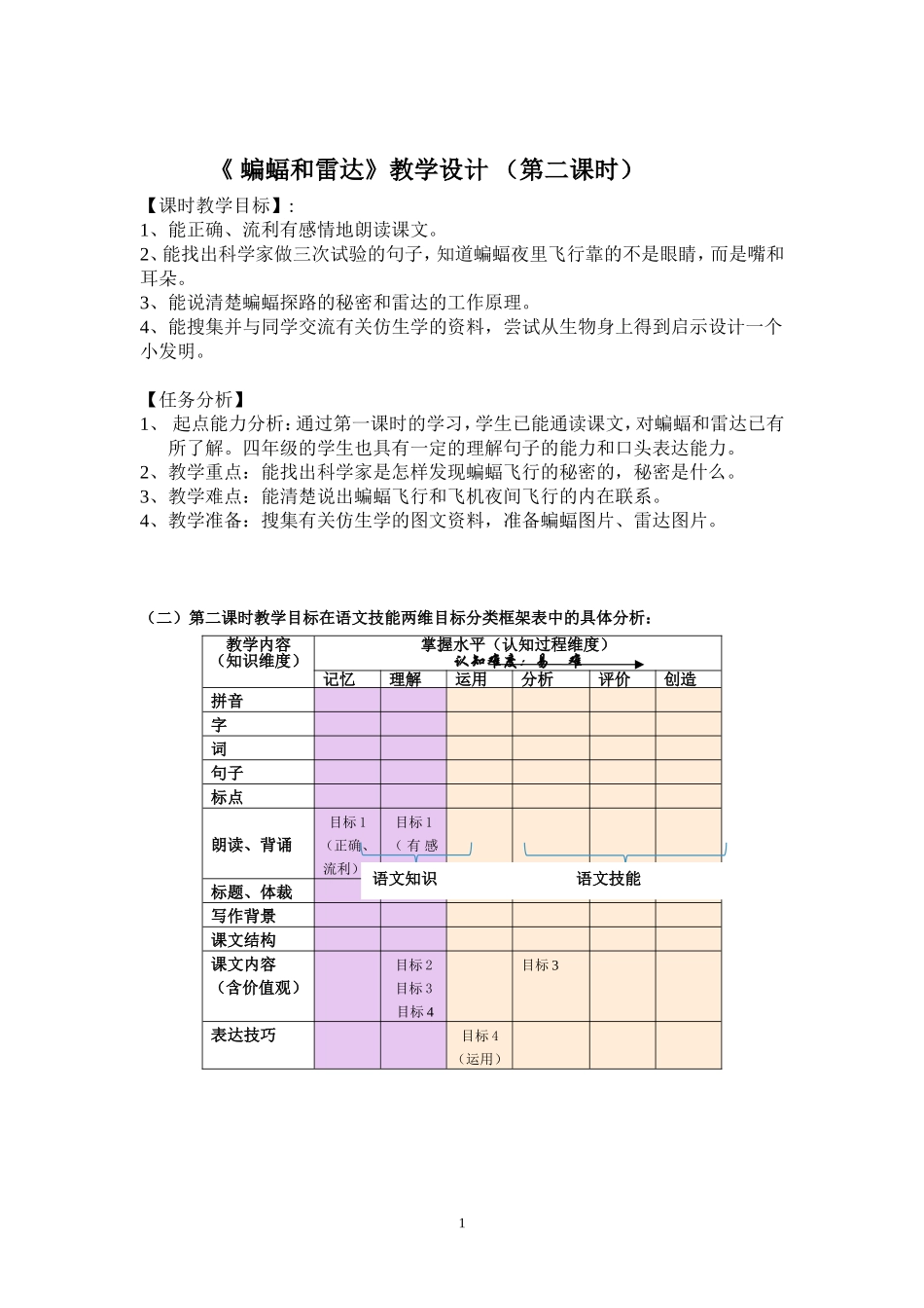 《蝙蝠和雷达》教学设计_第1页