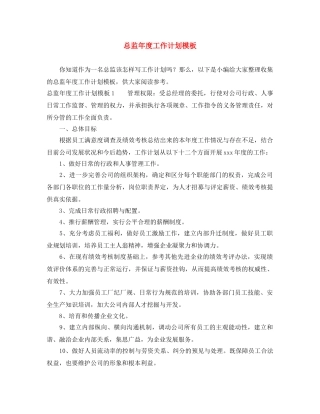 总监年度工作计划模板 