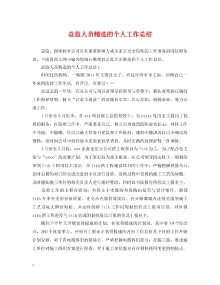 总监人员精选的个人工作总结 