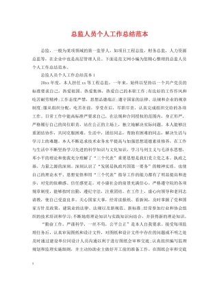 总监人员个人工作总结范本 