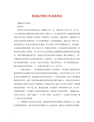 保安队年度工作总结范本