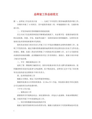 总师室工作总结范文 