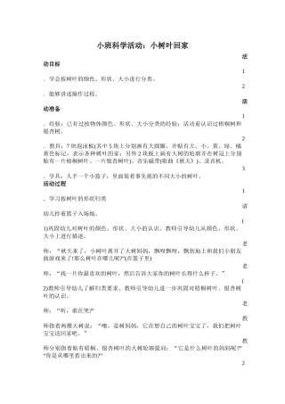 小班科学活动：小树叶回家