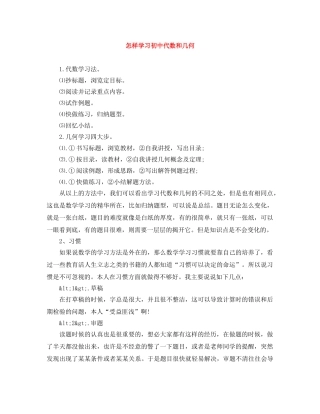 怎样学习初中代数和几何 