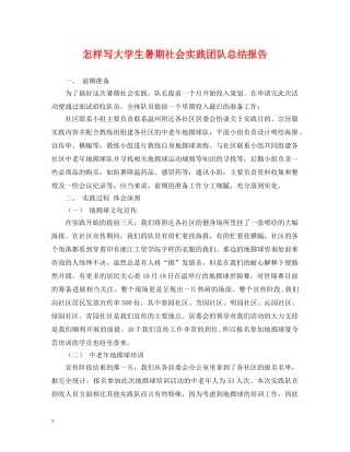 怎样写大学生暑期社会实践团队总结报告 