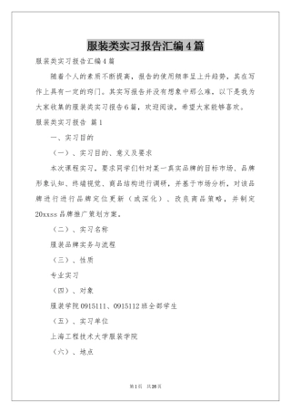 服装类实习报告汇编4篇