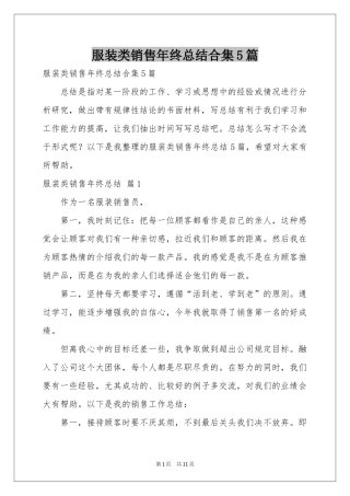 服装类销售年终参考总结合集5篇