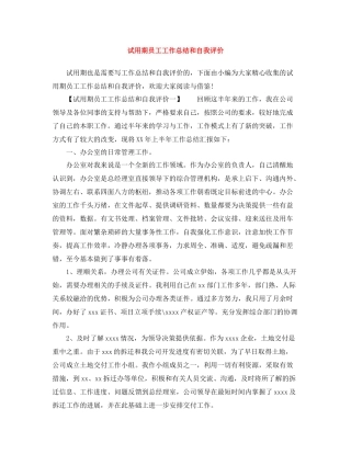 试用期员工工作总结和自我评价