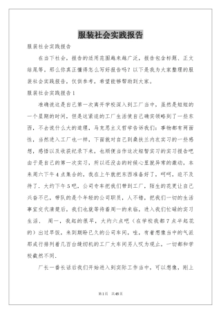 服装社会实践报告