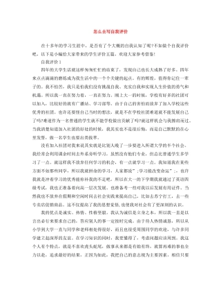 怎么去写自我评价 