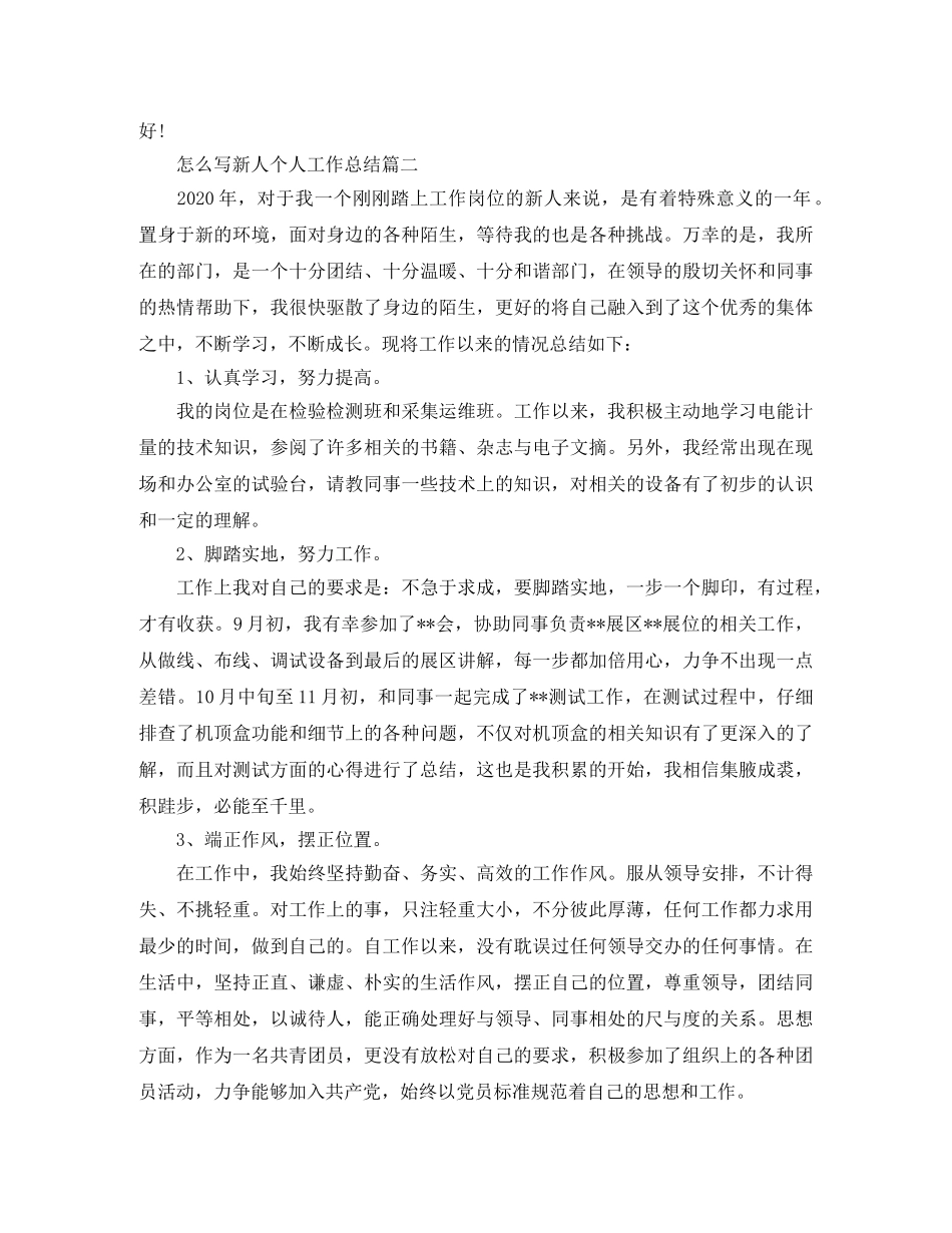 怎么写新人个人工作总结范文 _第2页