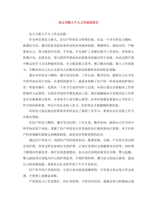 怎么写新人个人工作总结范文 