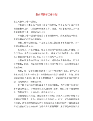 怎么写新年工作计划 