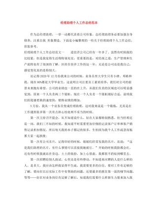 经理助理个人工作总结范本