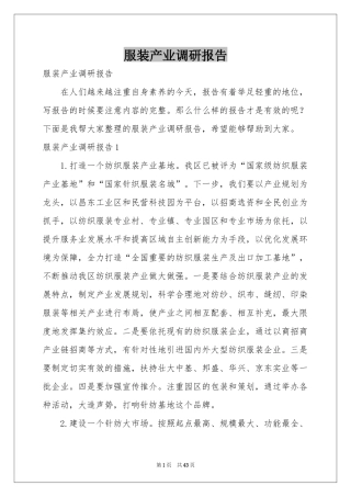 服装产业调研报告