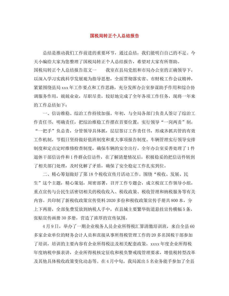 国税局转正个人总结报告_第1页