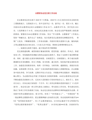 志愿者协会党支部工作总结 