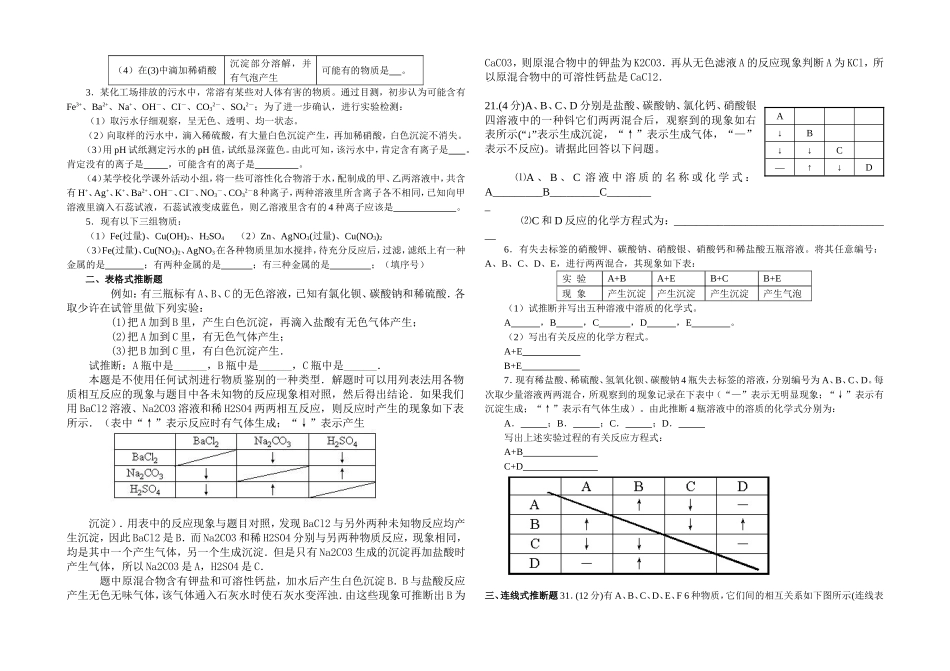 初三化学物质推断题专题训练_第3页