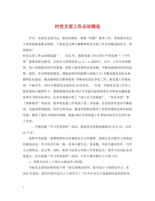 村党支部工作总结精选