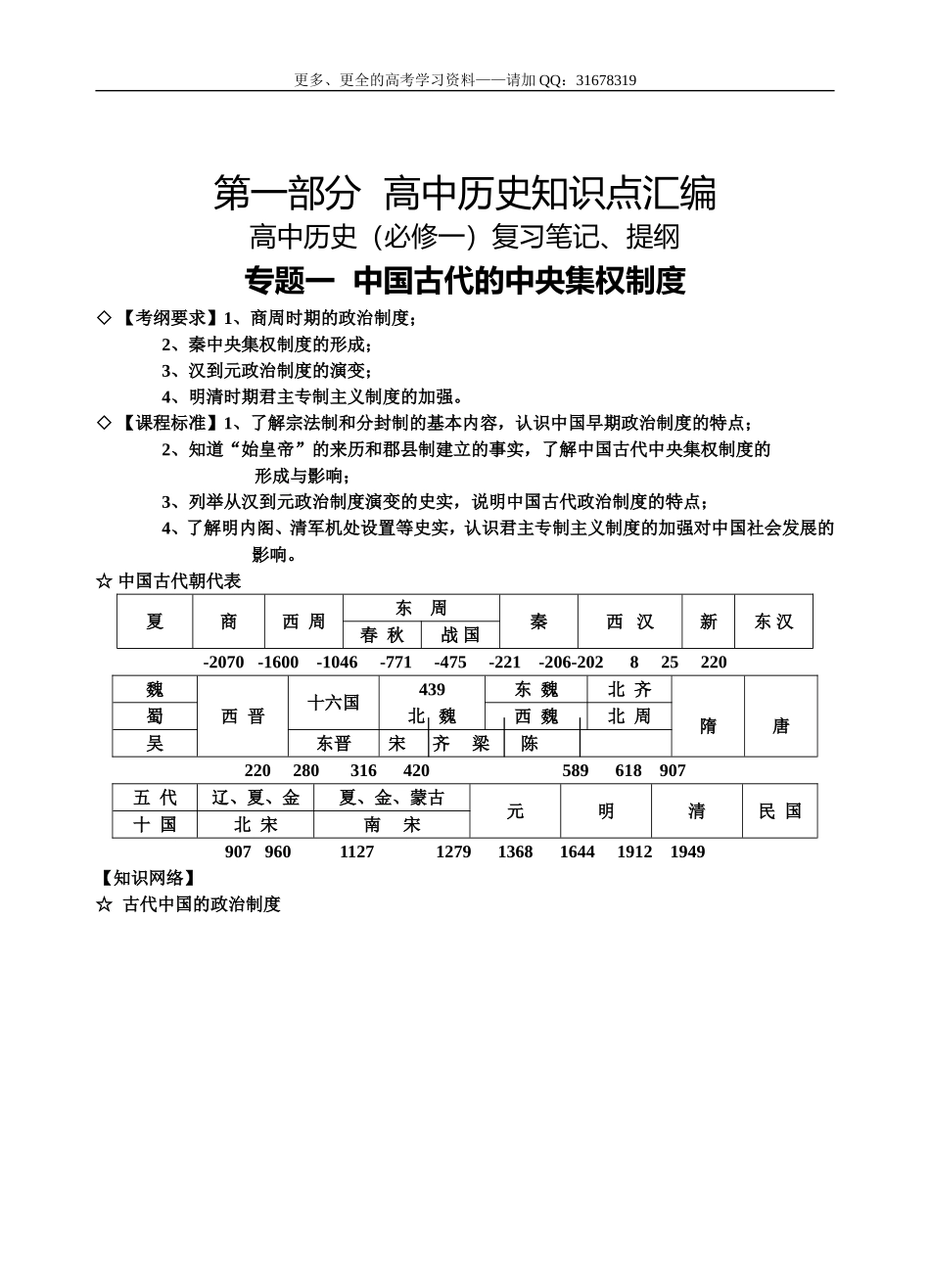 2016届高考历史备考笔记_第1页