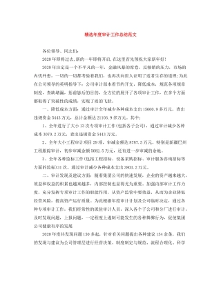 精选年度审计工作总结范文